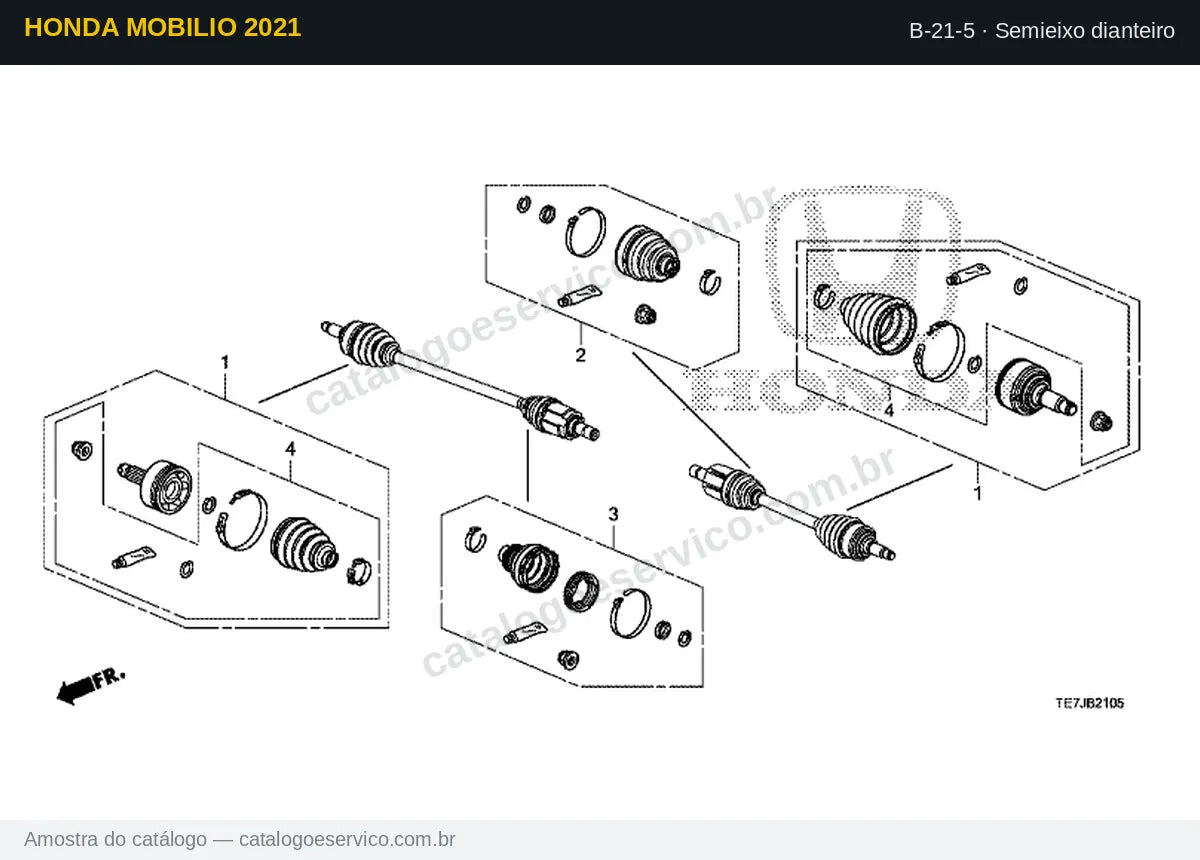 Vista explodida Semieixo dianteiro — Honda Mobilio 2021