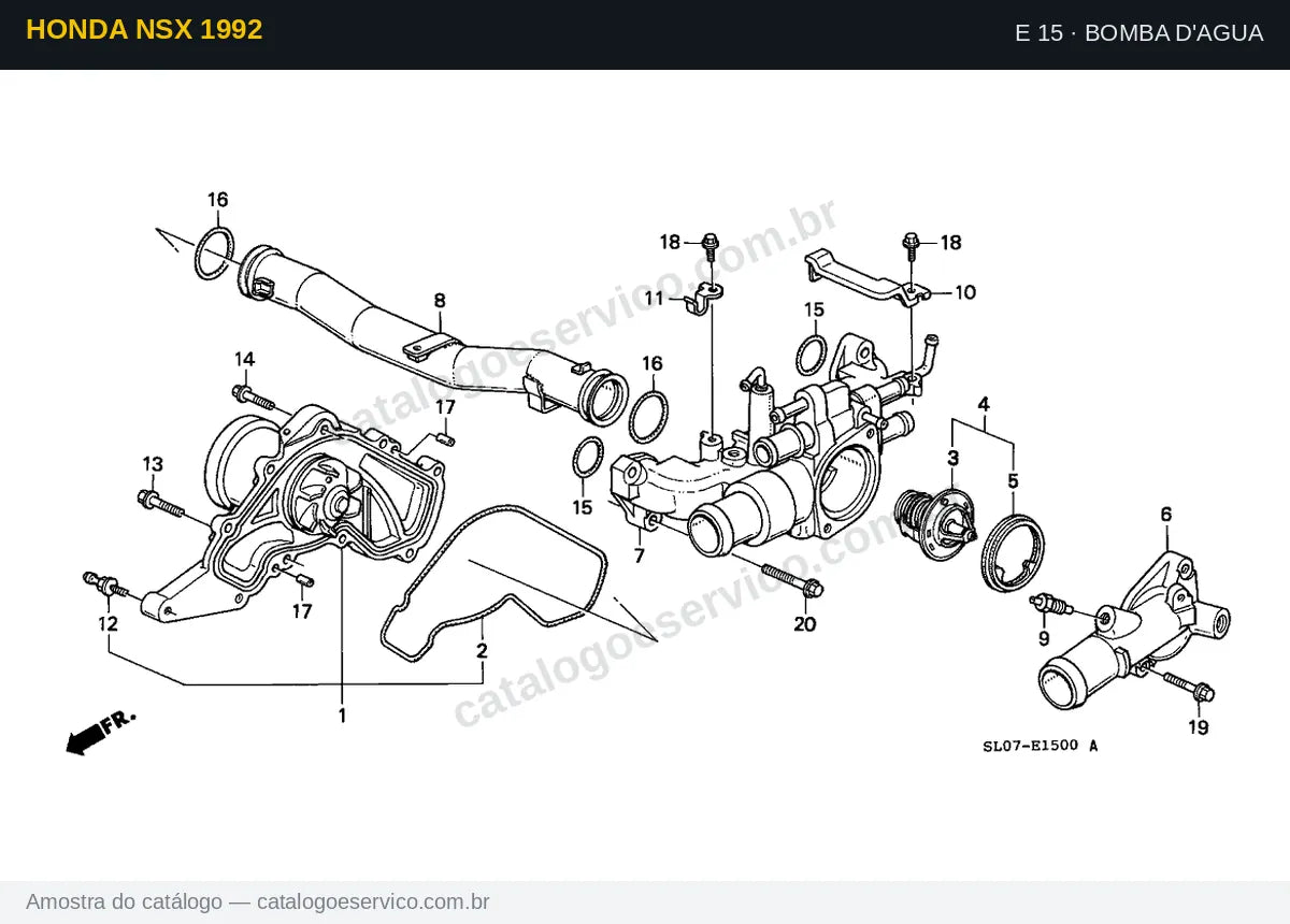 Vista explodida Bomba D'Agua — Honda NSX 1992