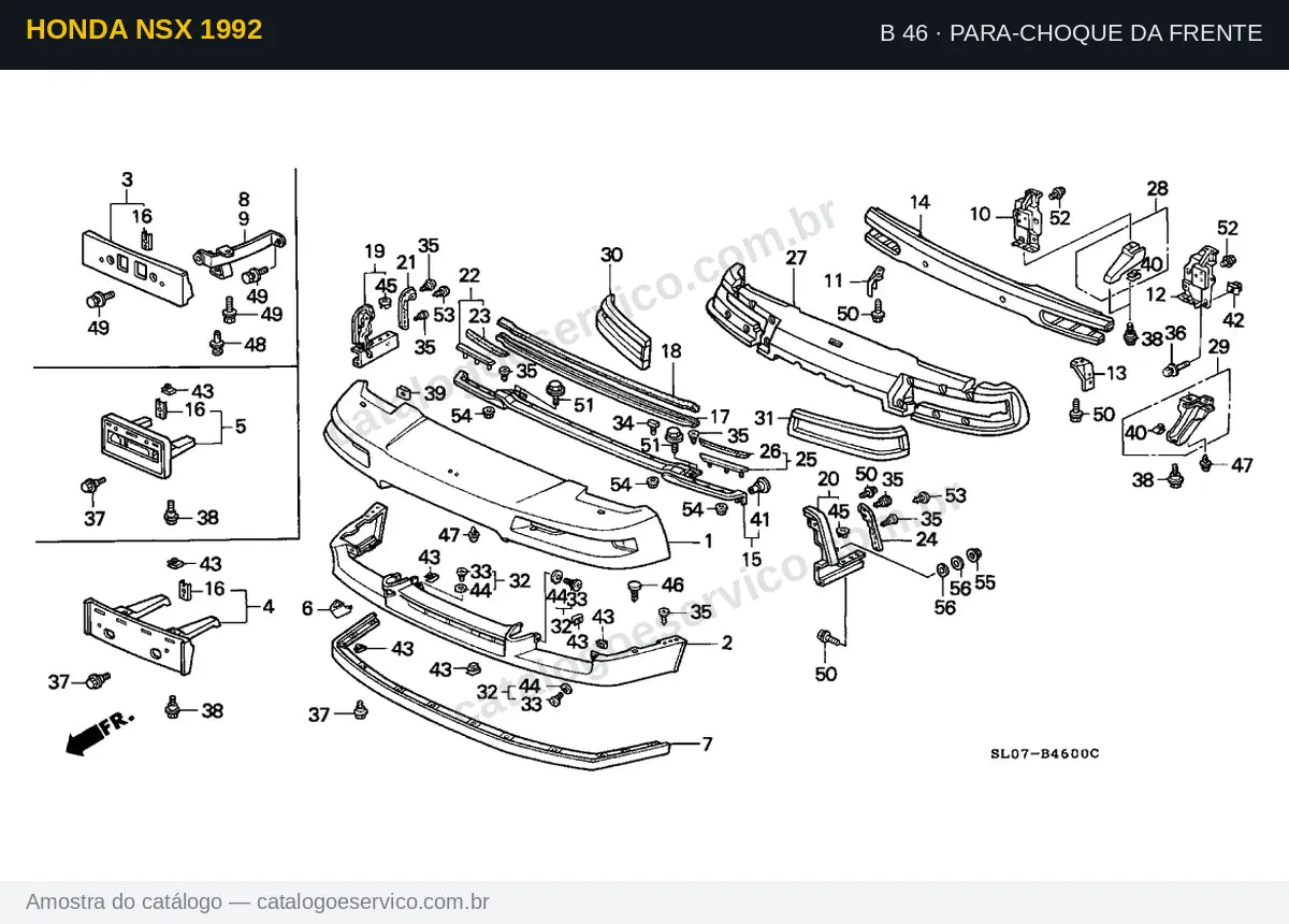 Vista explodida Para-Choque Da Frente — Honda NSX 1992