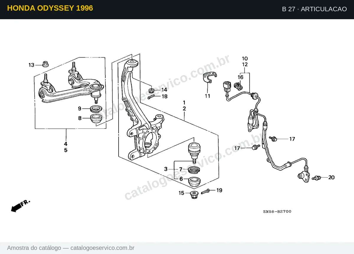 Vista explodida Articulacao — Honda Odyssey 1996