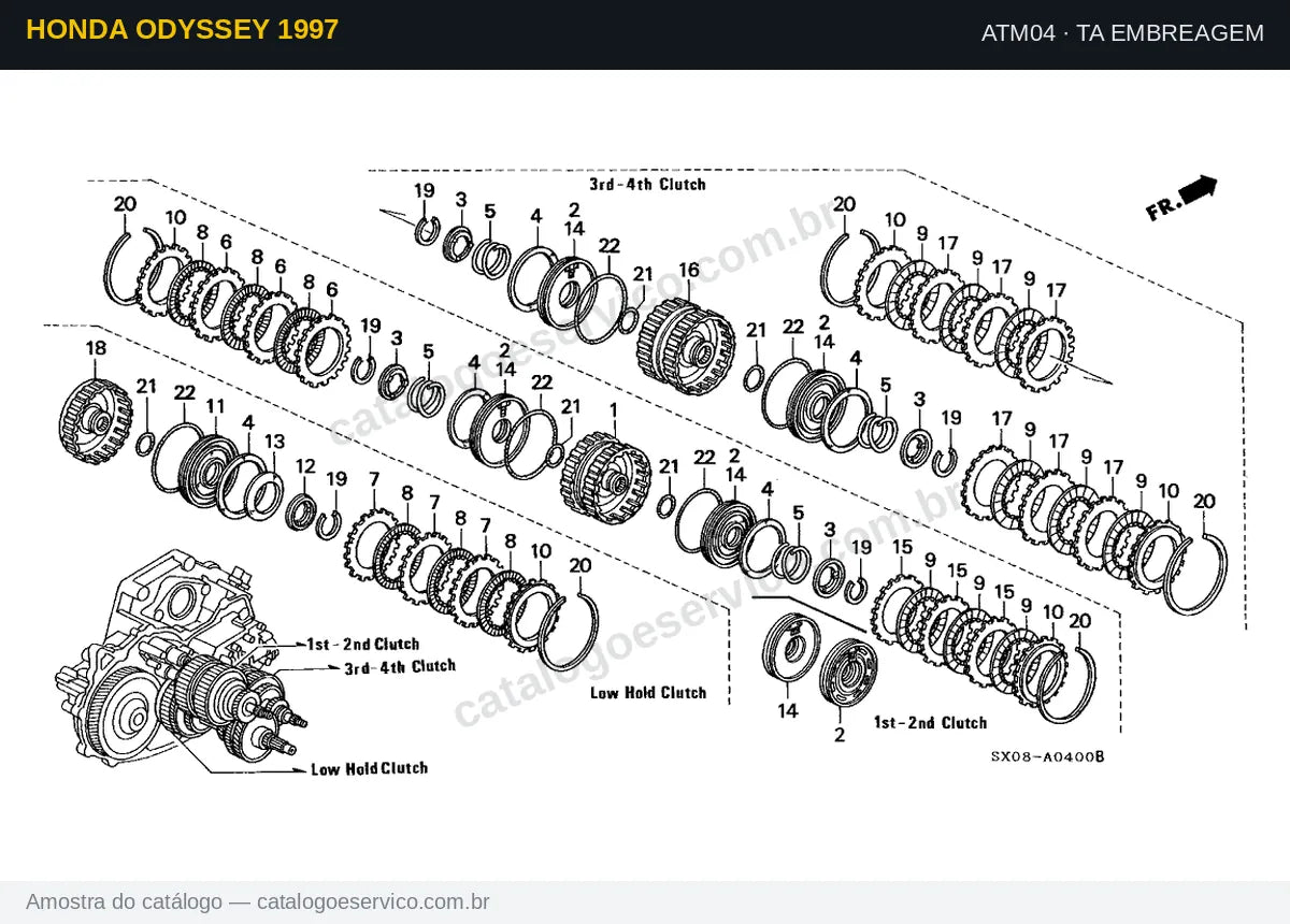 Vista explodida Ta Embreagem — Honda Odyssey 1997