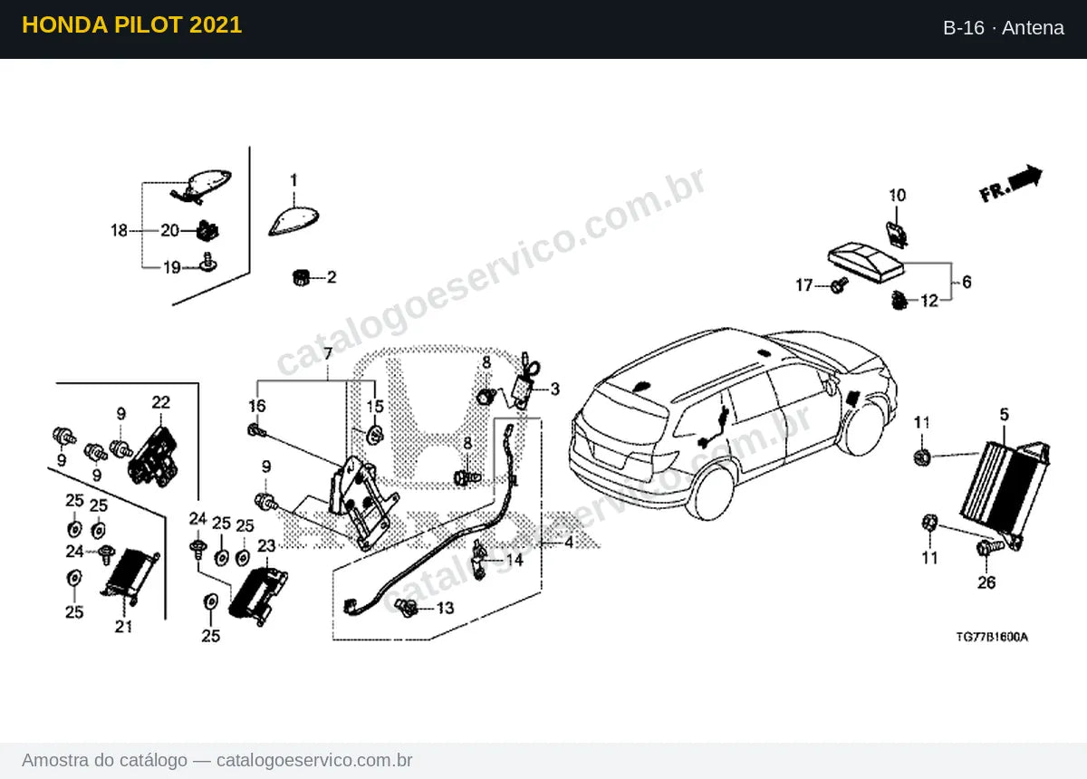 Vista explodida Antena — Honda Pilot 2021