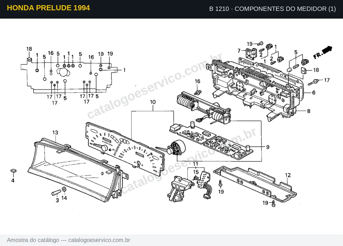 Vista explodida Componentes Do Medidor (1) — Honda Prelude 1994