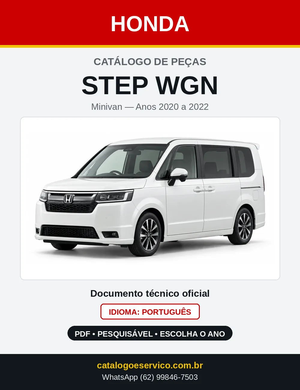 Capa do Catálogo de Peças Honda Step WGN 2020 a 2022 em PDF