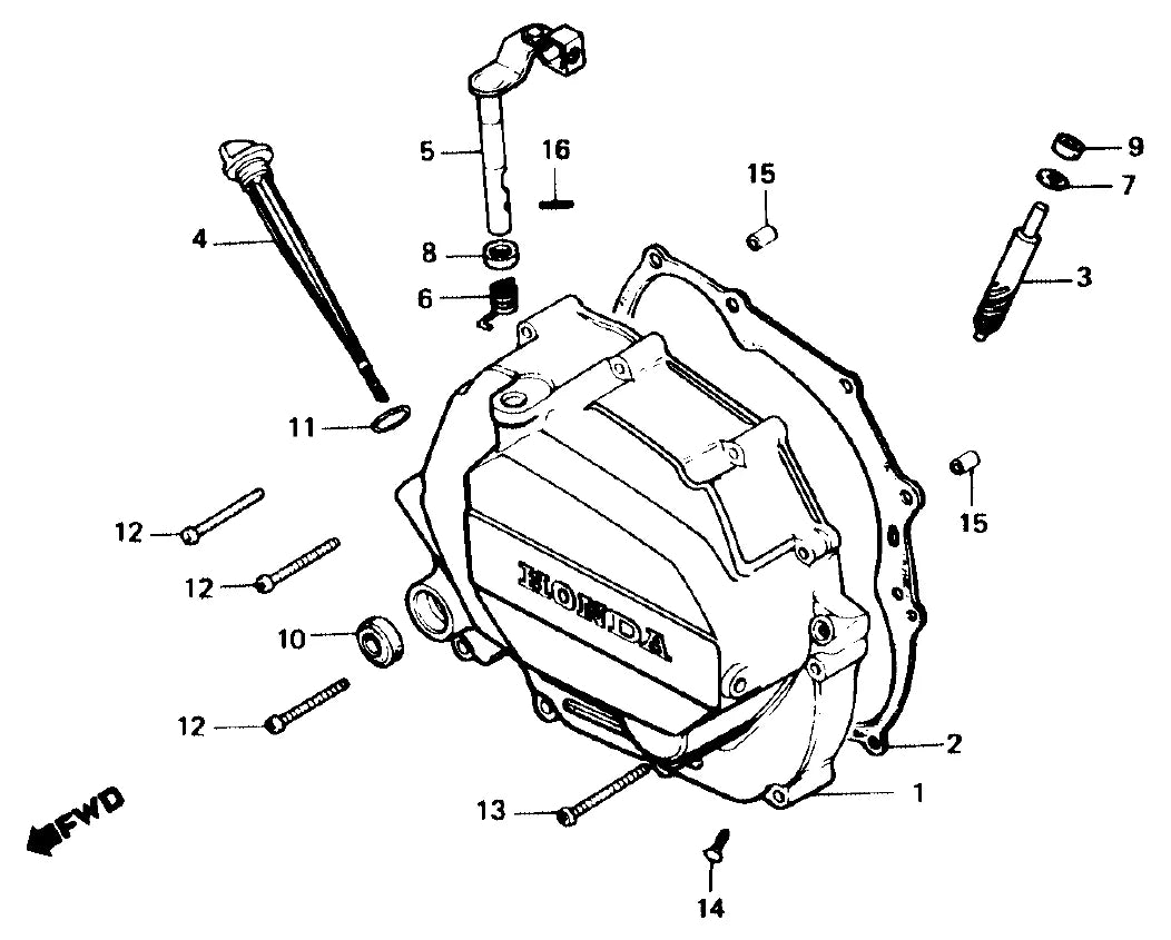 HONDA 125 Turuna — tampa lateral direita do motor — Catálogo de Peças