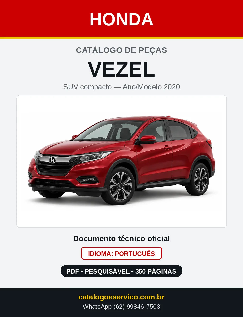 Capa do Catálogo de Peças Honda Vezel 2020 em PDF