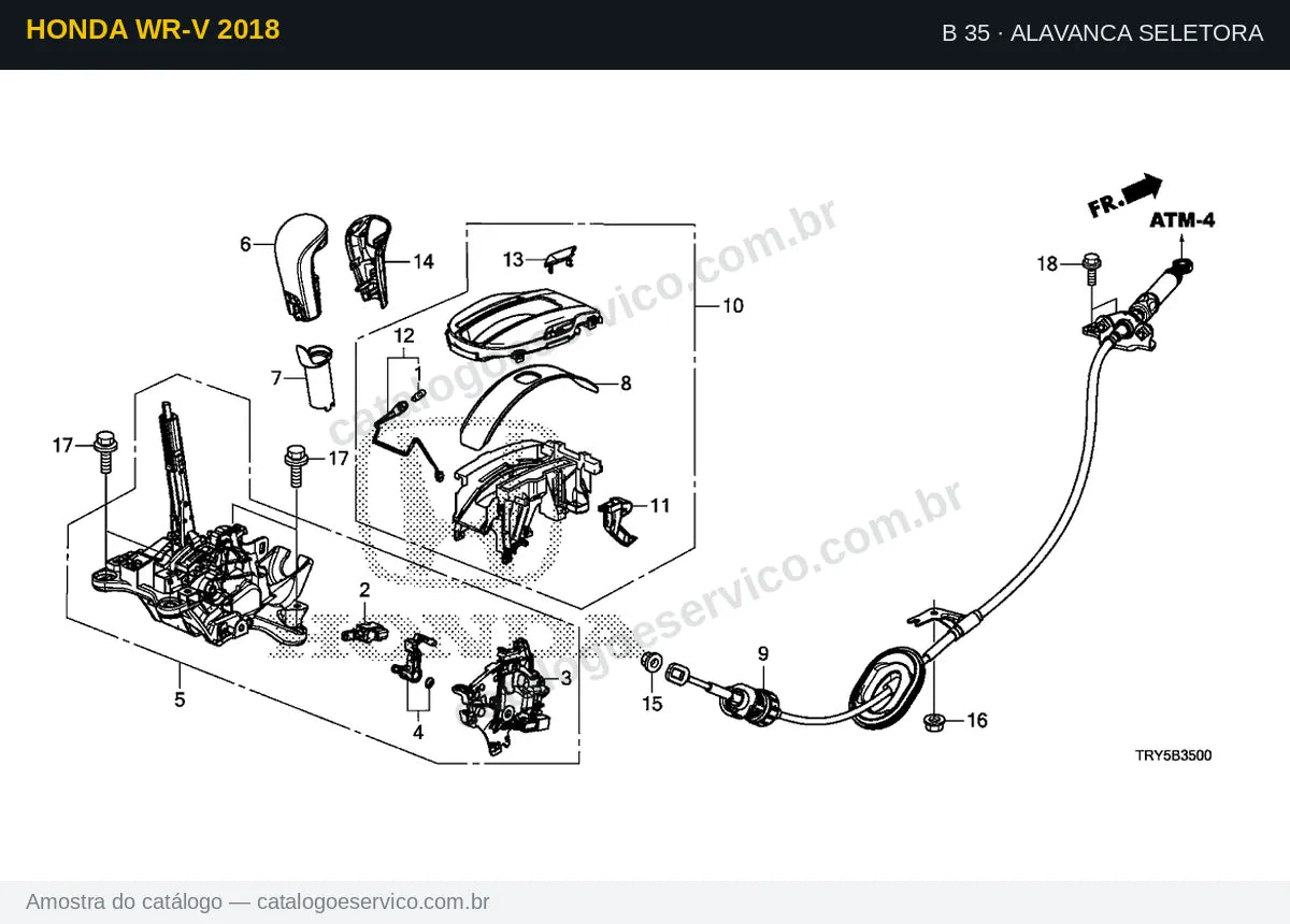Vista explodida Alavanca Seletora — Honda WR-V 2018