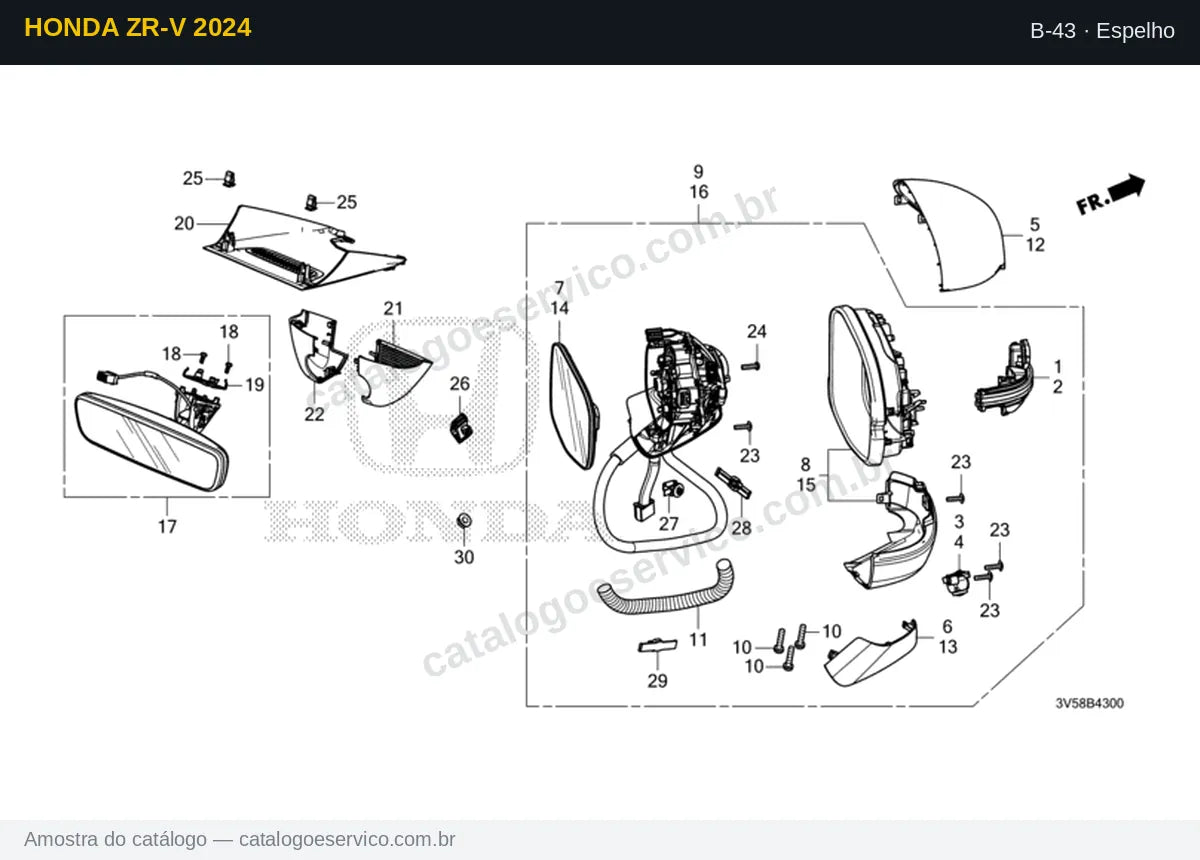 Vista explodida Espelho — Honda ZR-V 2024