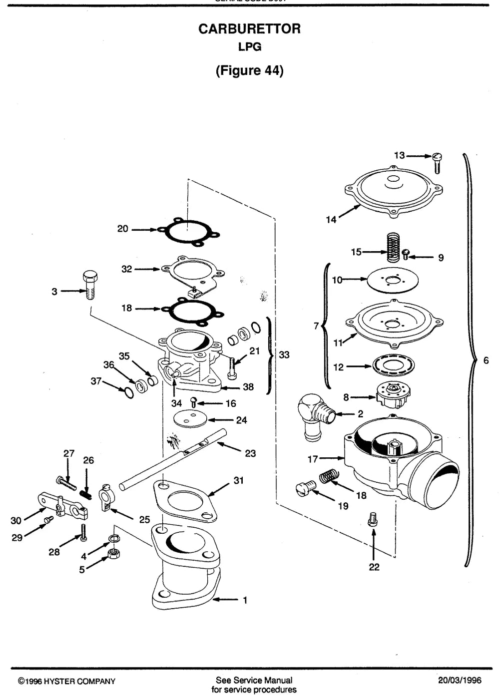 Detalhe de componentes ilustrados no Catálogo de Peças Hyster H1.50XM, H1.75XM, H2.00XMS
