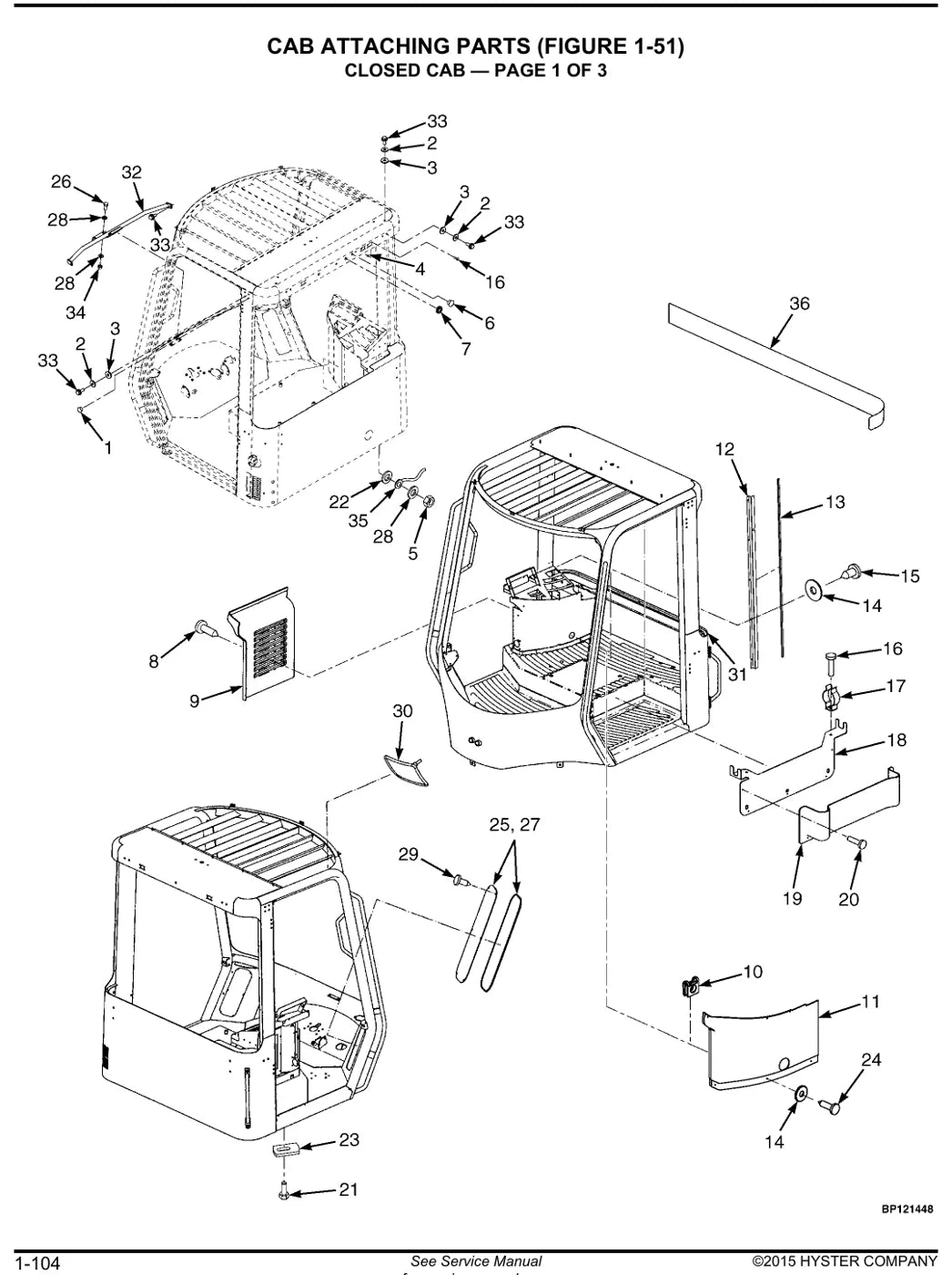 Página com vista explodida e chamadas numeradas — Hyster H16XM-12EC a H22XM-12EC