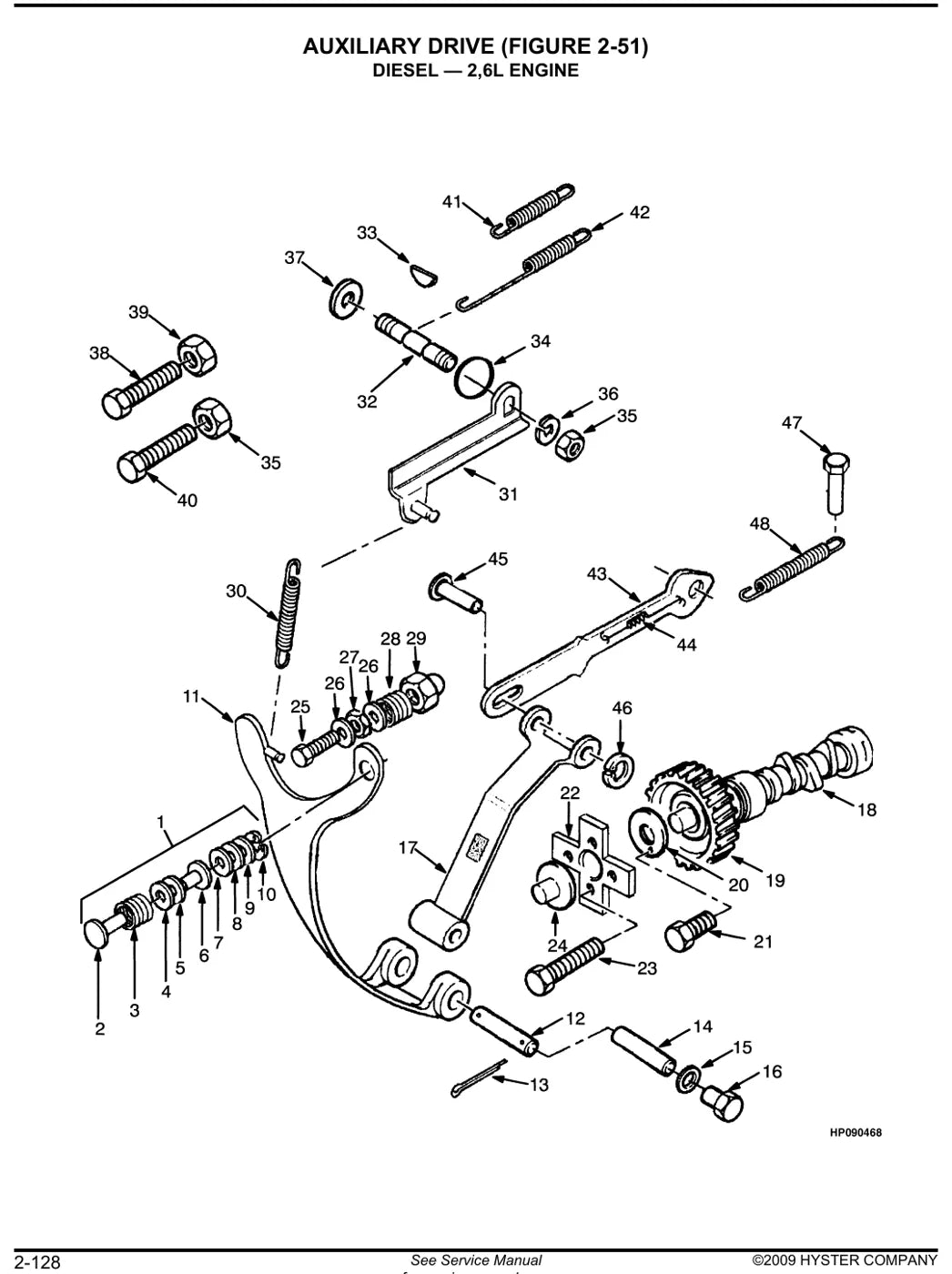 Detalhe de componentes ilustrados no Catálogo de Peças Hyster H2.00XM a H3.20XM