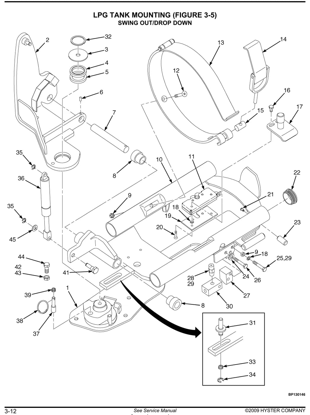 Conjunto ilustrado com números de peça originais — Hyster H2.00XM a H3.20XM