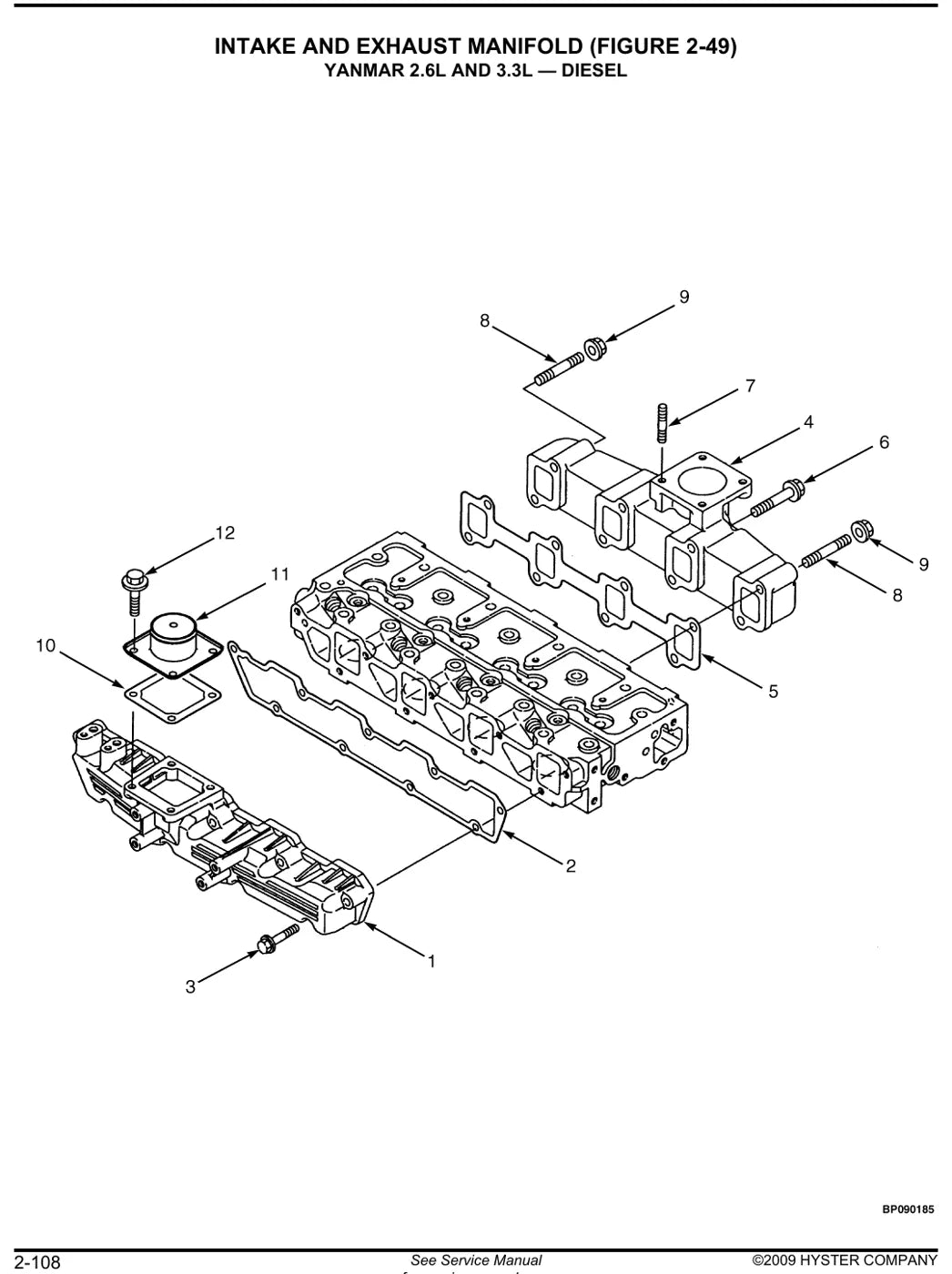 Conjunto ilustrado com números de peça originais — Hyster H2.0FT a H3.5FT