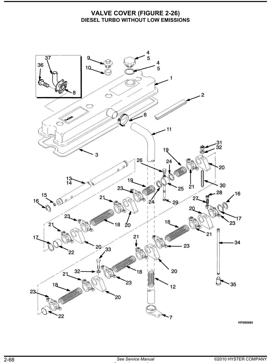 Detalhe de componentes ilustrados no Catálogo de Peças Hyster H300XL a H360XL-EC (D019)