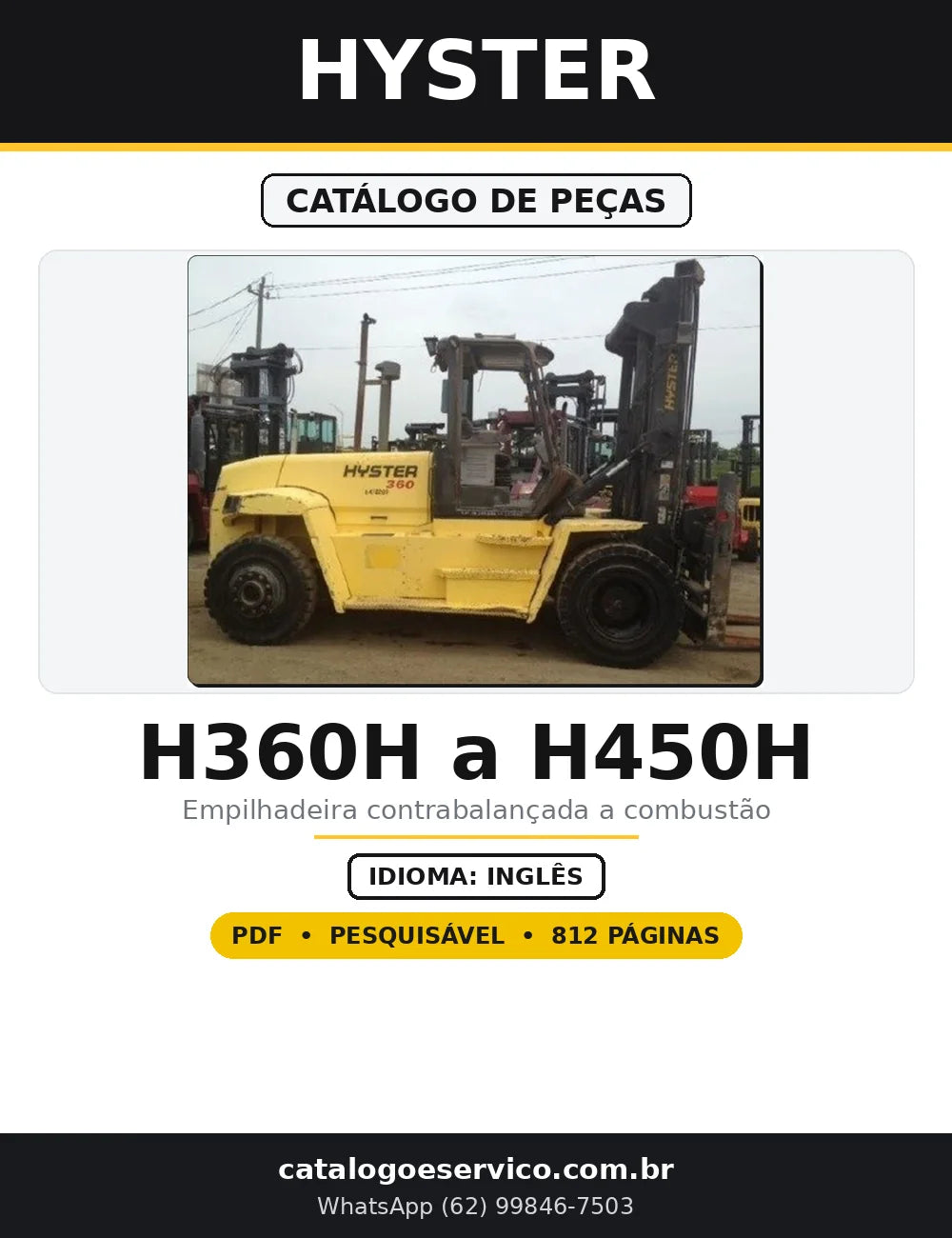 Capa do Catálogo de Peças Hyster H360H a H450H em PDF com 812 páginas