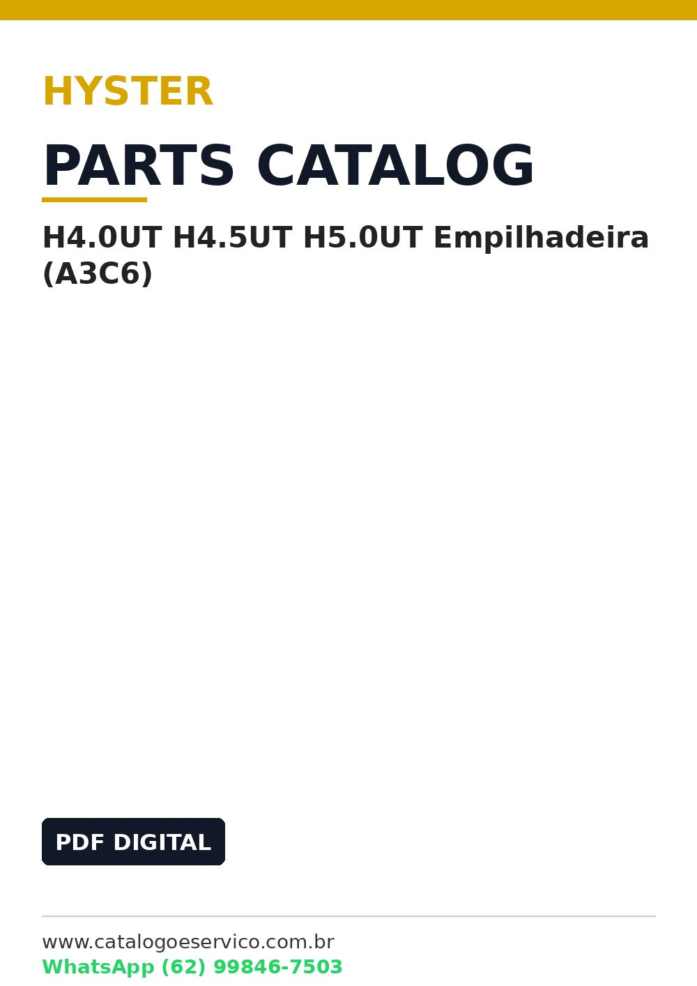 Catálogo de Peças Hyster H4.0UT H4.5UT H5.0UT Empilhadeira (A3C6)