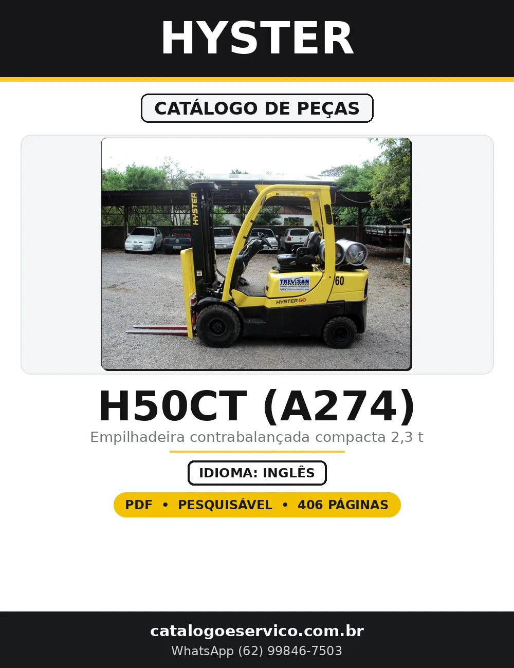 Capa do Catálogo de Peças Hyster H50CT (A274) em PDF com 406 páginas