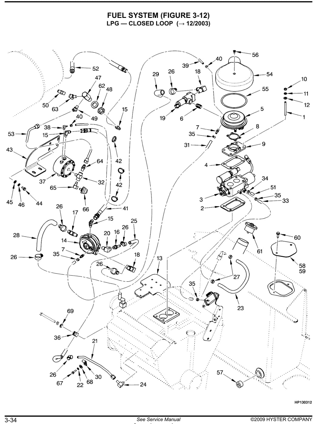 Detalhe de componentes ilustrados no Catálogo de Peças Hyster H70XM a H120XM (K005)