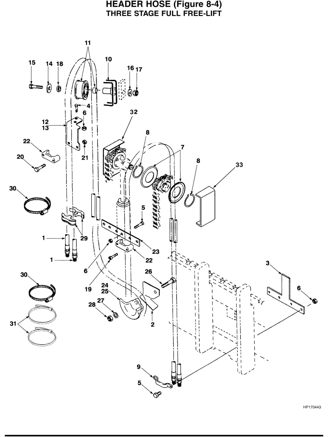 Conjunto ilustrado com números de peça originais — Hyster J1.60XMT a J2.00XMT