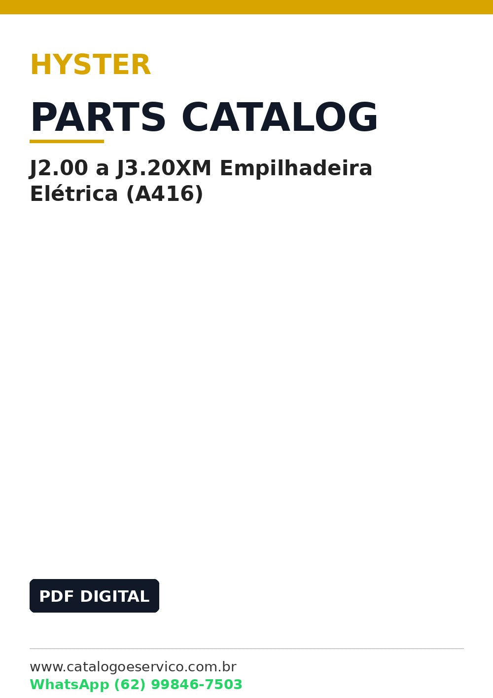 Catálogo de Peças Hyster J2.00 a J3.20XM Empilhadeira Elétrica (A416)