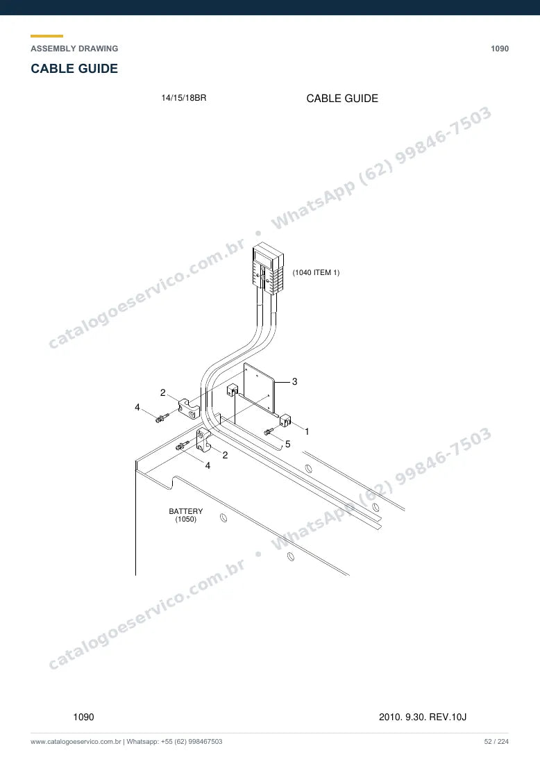 Catálogo de peças Hyundai 14/15/18BR-7: desenho de montagem — cabine, assento e comandos
