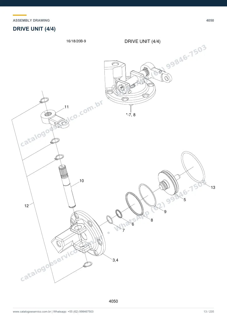 Catálogo de peças Hyundai 16/18/20B-9: desenho de montagem — motor de tração e controle elétrico