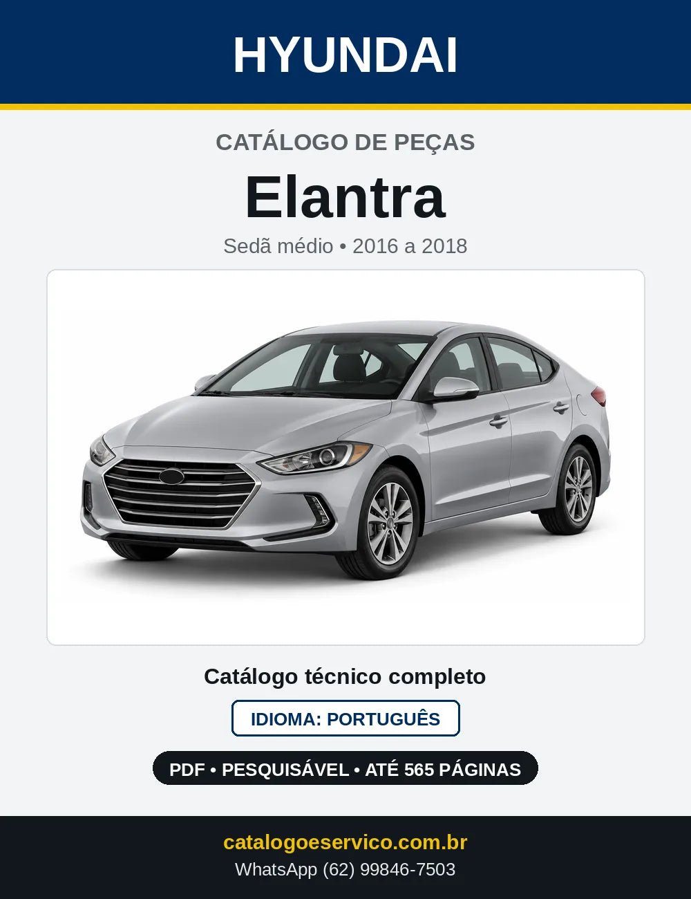 Capa do Catálogo de Peças Hyundai Elantra em PDF