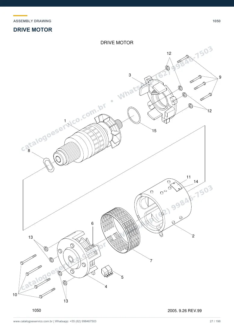Catálogo de peças Hyundai HBF15/18III: desenho de montagem — motor de tração e controle elétrico