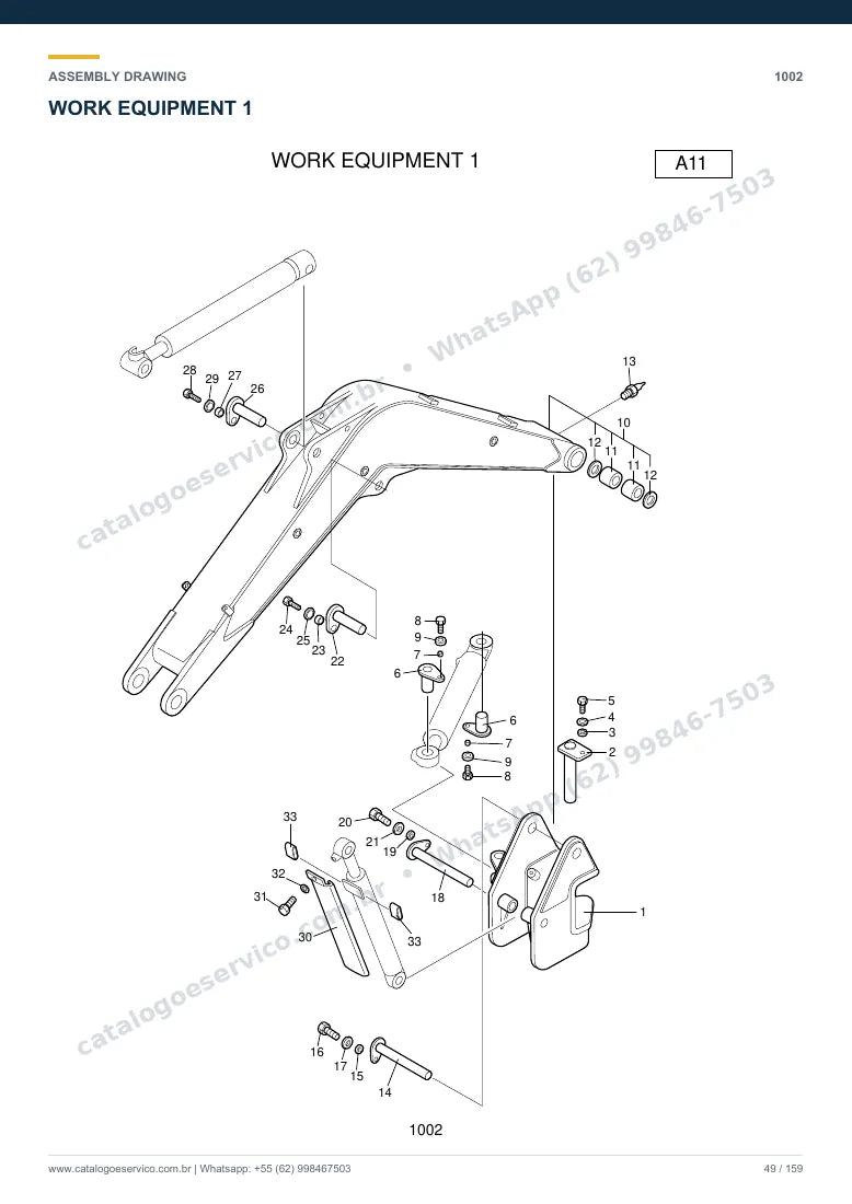 Catálogo de peças Hyundai R16-7: desenho de montagem