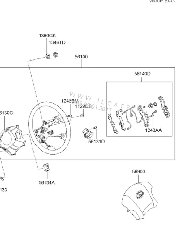 Catálogo de Peças Hyundai Tucson JM 2004-2009 — página interna com diagrama técnico