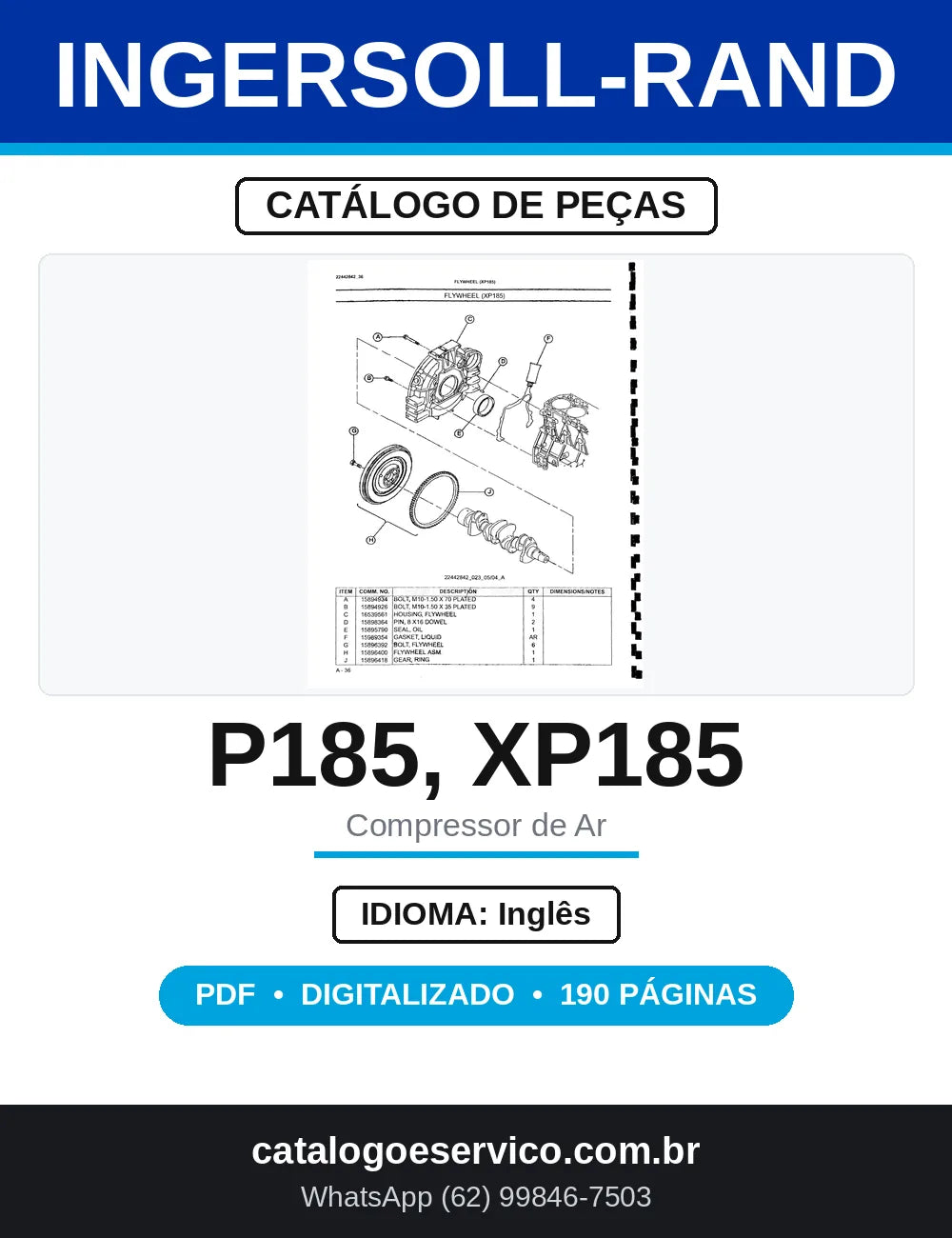 Catálogo de Peças Ingersoll-Rand P185 e XP185 — capa
