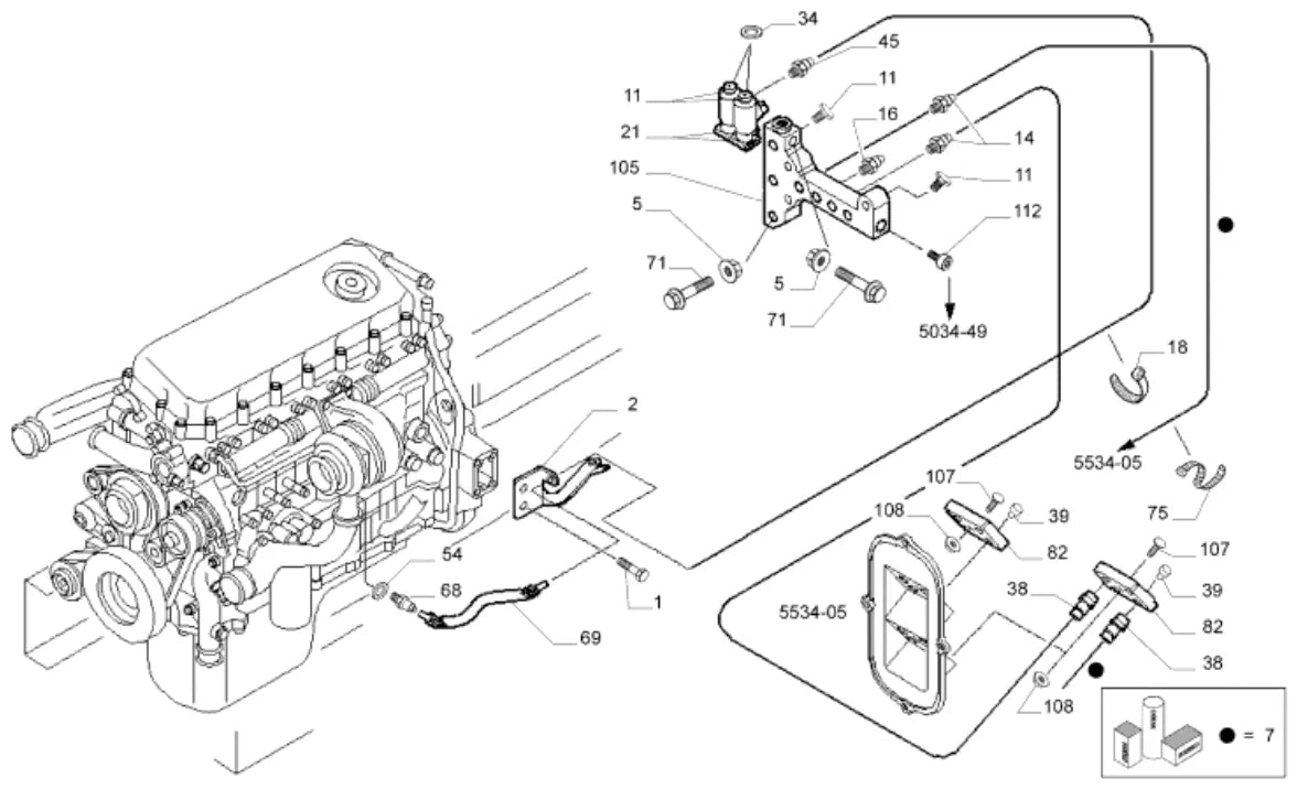 Vista explodida 1 do catálogo de peças Iveco Novo Stralis 200S46 NR