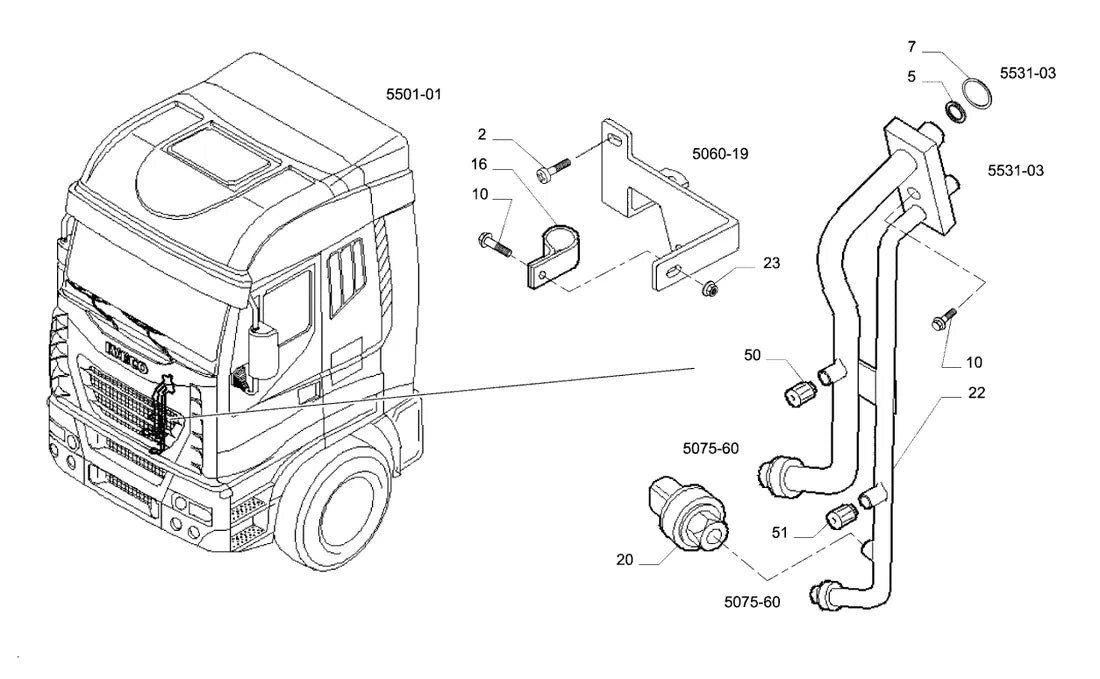 Vista explodida 2 do catálogo de peças Iveco Trakker 410T38 AD