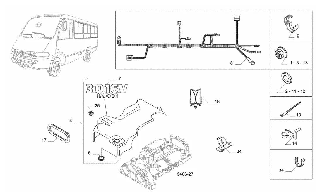 Vista explodida 1 do catálogo de peças Iveco Nova Daily Ecoline 35S14 HD