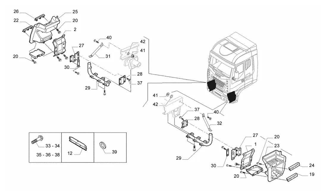 Vista explodida 4 do catálogo de peças Iveco Novo Stralis Ecoline 600S40T AT Eurotronic
