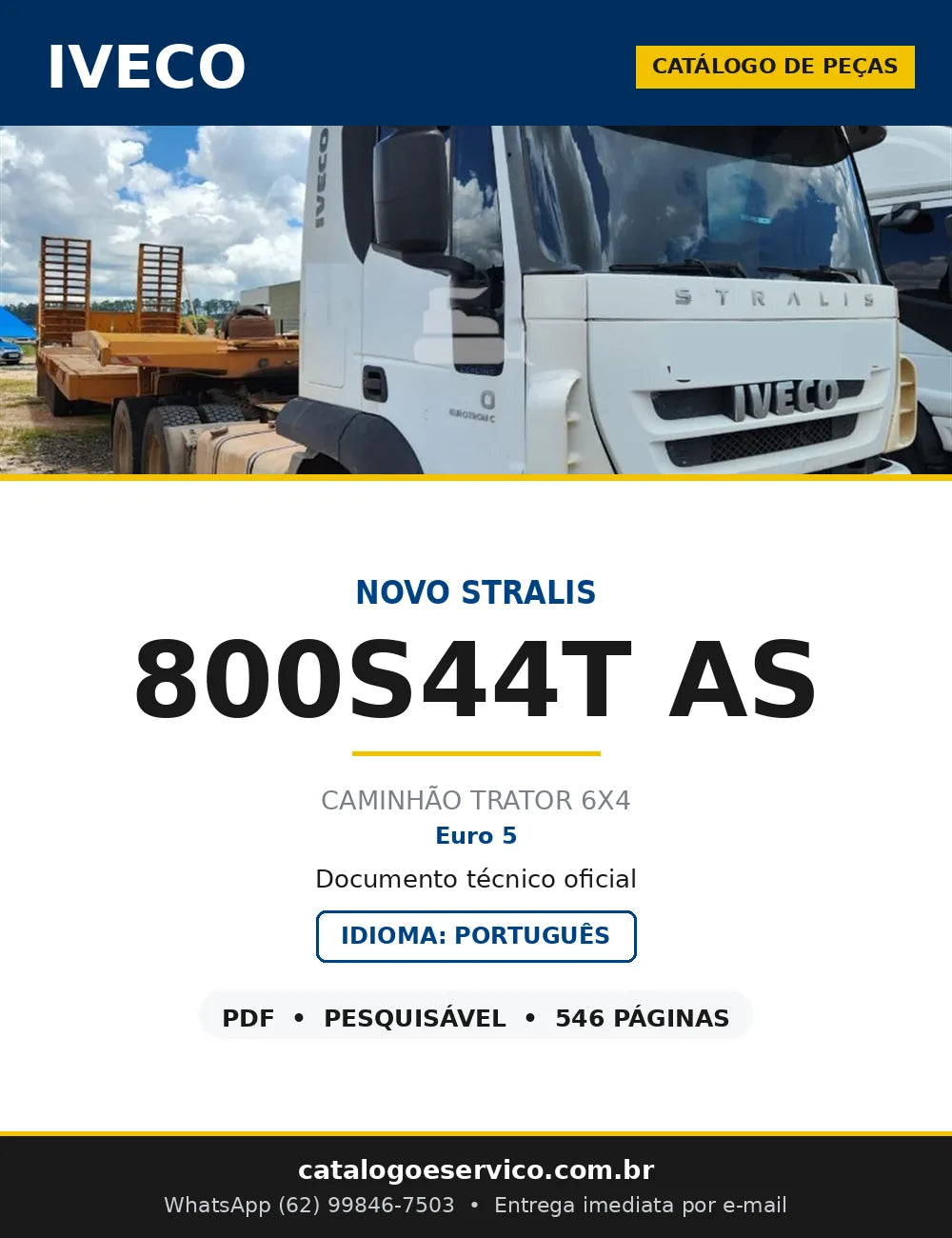 Capa do Catálogo de Peças Iveco Stralis 800S44T AS Eurotronic 6x4 Ecoline — 546 Páginas em PDF