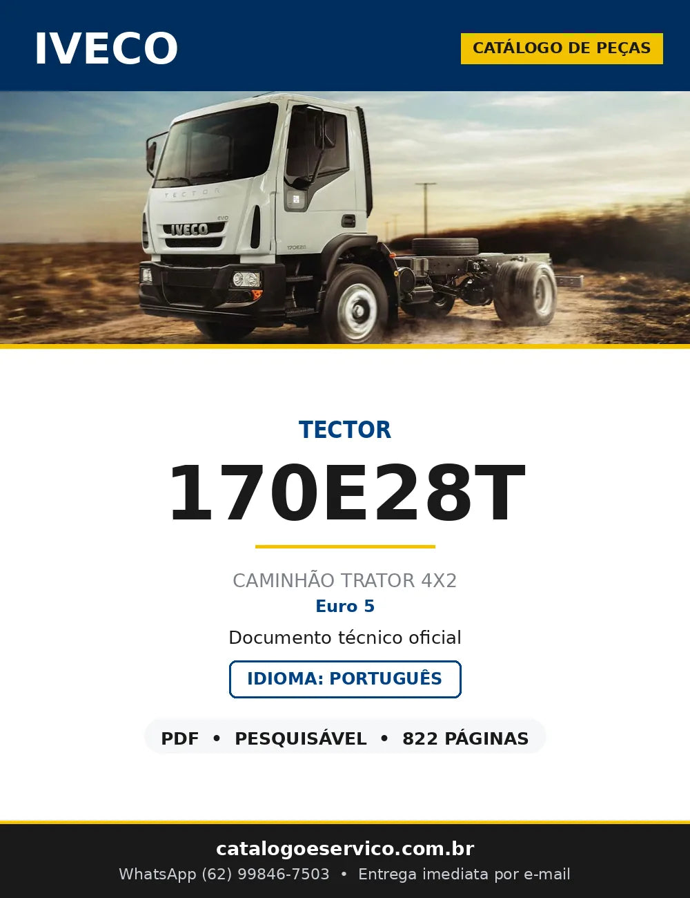 Capa do Catálogo de Peças Iveco Tector 170E28T Ecoline — 822 Páginas em PDF