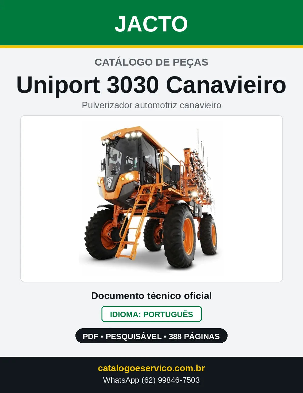 Catálogo de Peças Jacto Uniport 3030 Canavieiro — capa