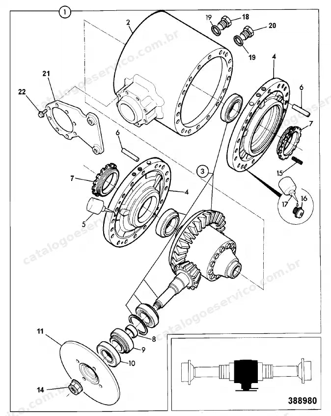 Catálogo de peças JCB 3CXSM-4 — vista explodida 1 de 4