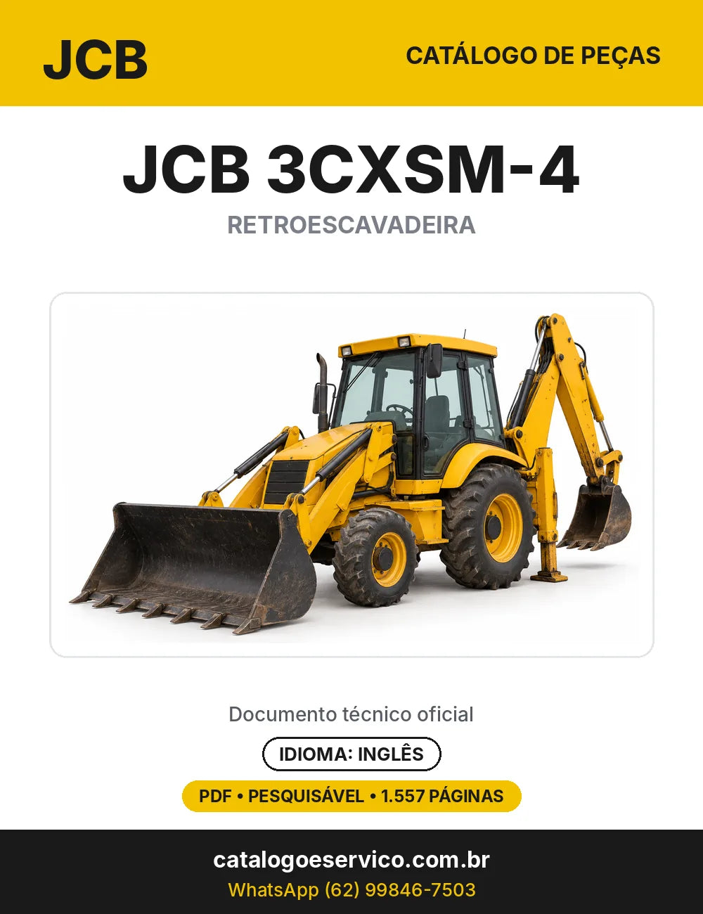 Catálogo de peças JCB 3CXSM-4 — capa do catálogo em PDF