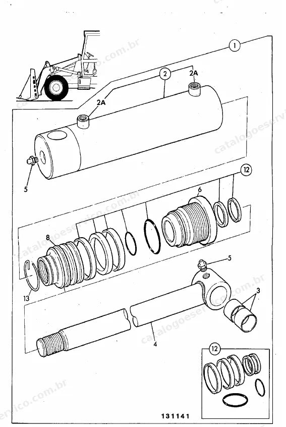 Catálogo de peças JCB 407 — vista explodida 3 de 4