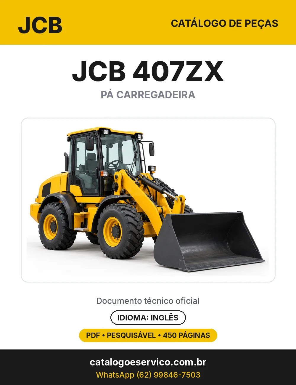 Catálogo de peças JCB 407ZX — capa do catálogo em PDF