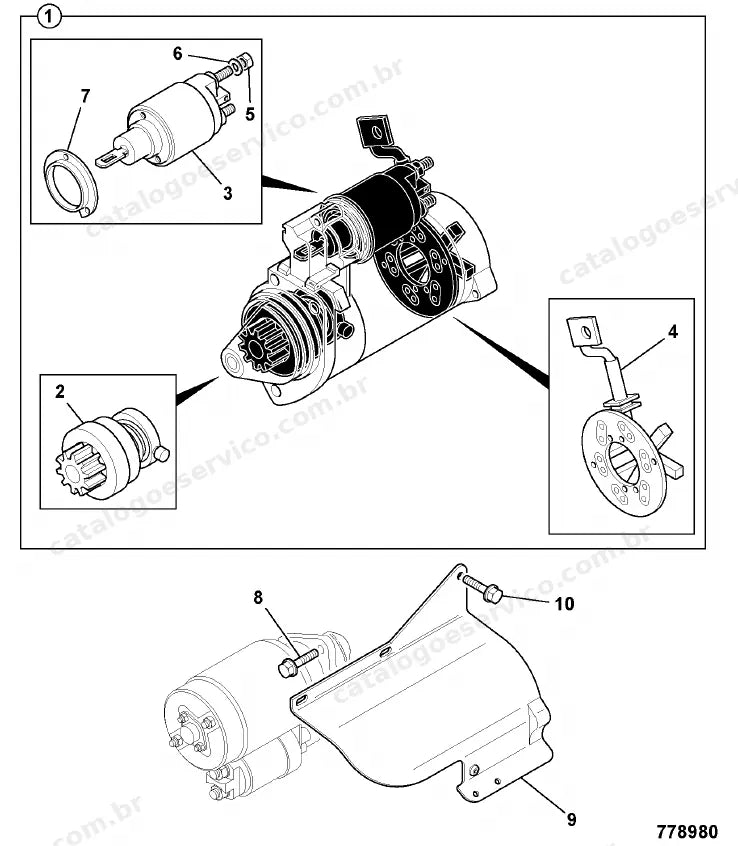Catálogo de peças JCB 409 — vista explodida 2 de 4