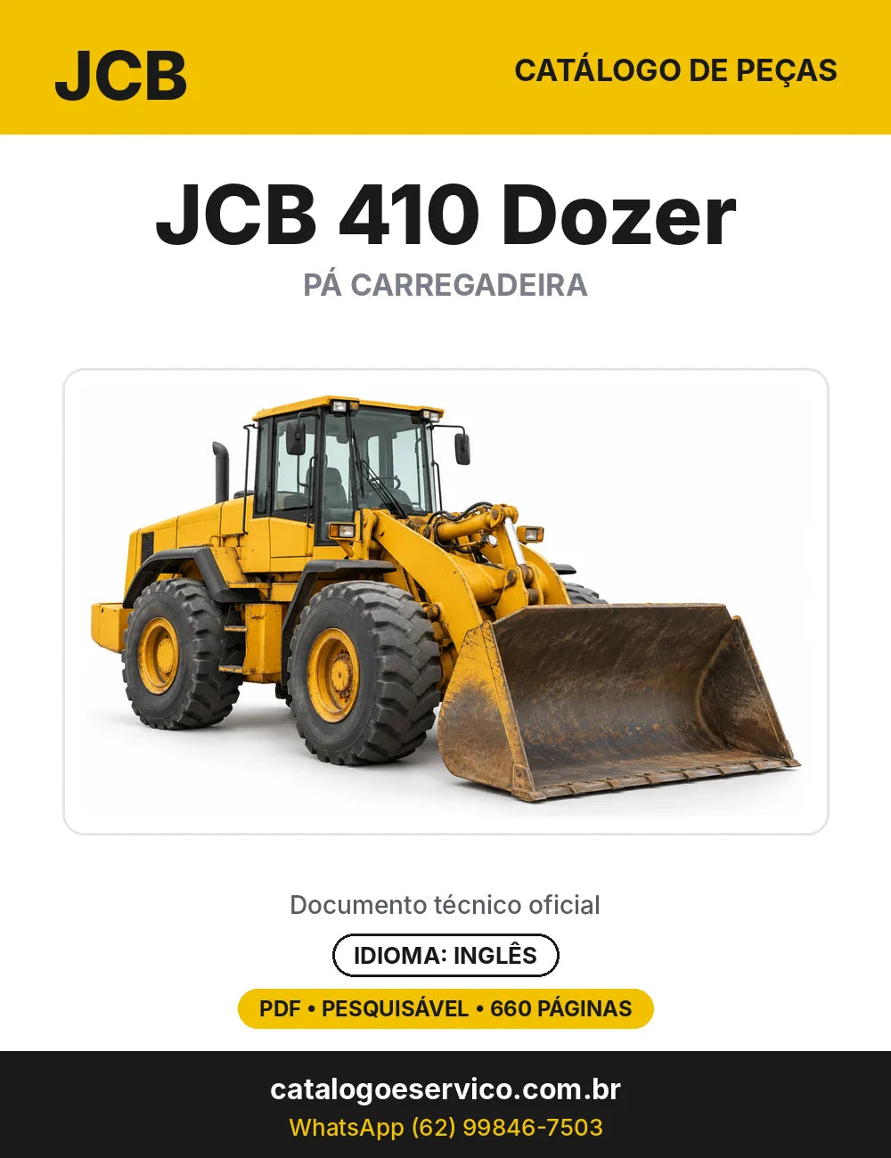Catálogo de peças JCB 410 Dozer — capa do catálogo em PDF