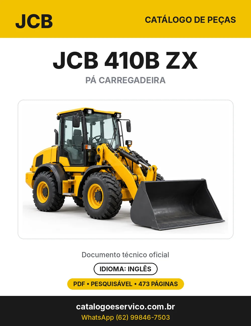 Catálogo de peças JCB 410B ZX — capa do catálogo em PDF