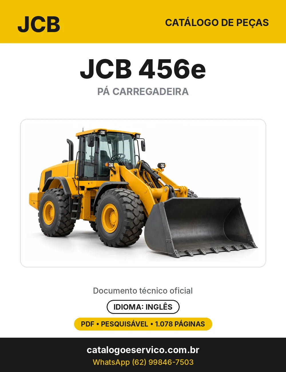 Catálogo de peças JCB 456e — capa do catálogo em PDF