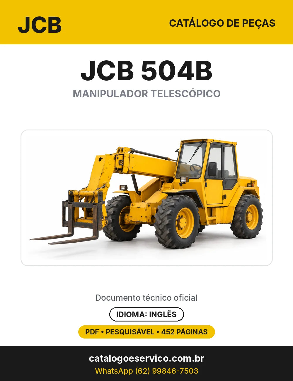 Catálogo de peças JCB 504B — capa do catálogo em PDF