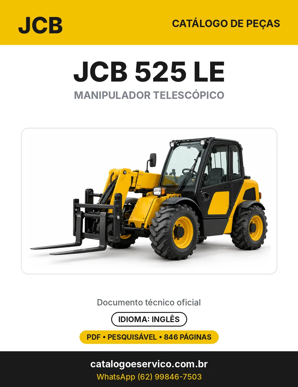 Catálogo de peças JCB 525 LE — capa do catálogo em PDF