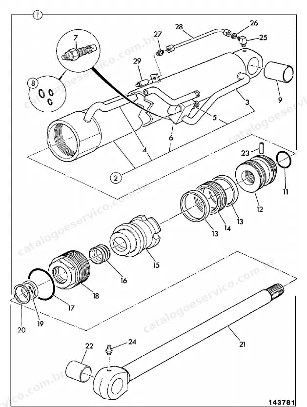 Catálogo de peças JCB 530-95 — vista explodida 3 de 4