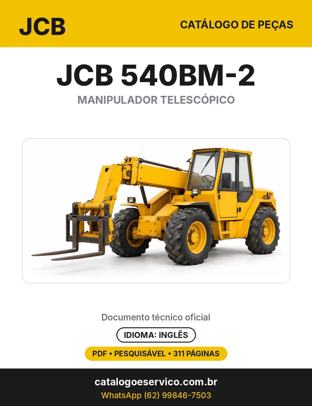 Catálogo de peças JCB 540BM-2 — capa do catálogo em PDF